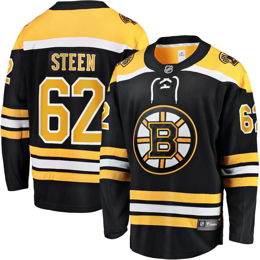 Men Boston Bruins 62 Oskar Steen Fanatics Branded Black Home Breakaway Player NHL Jersey
